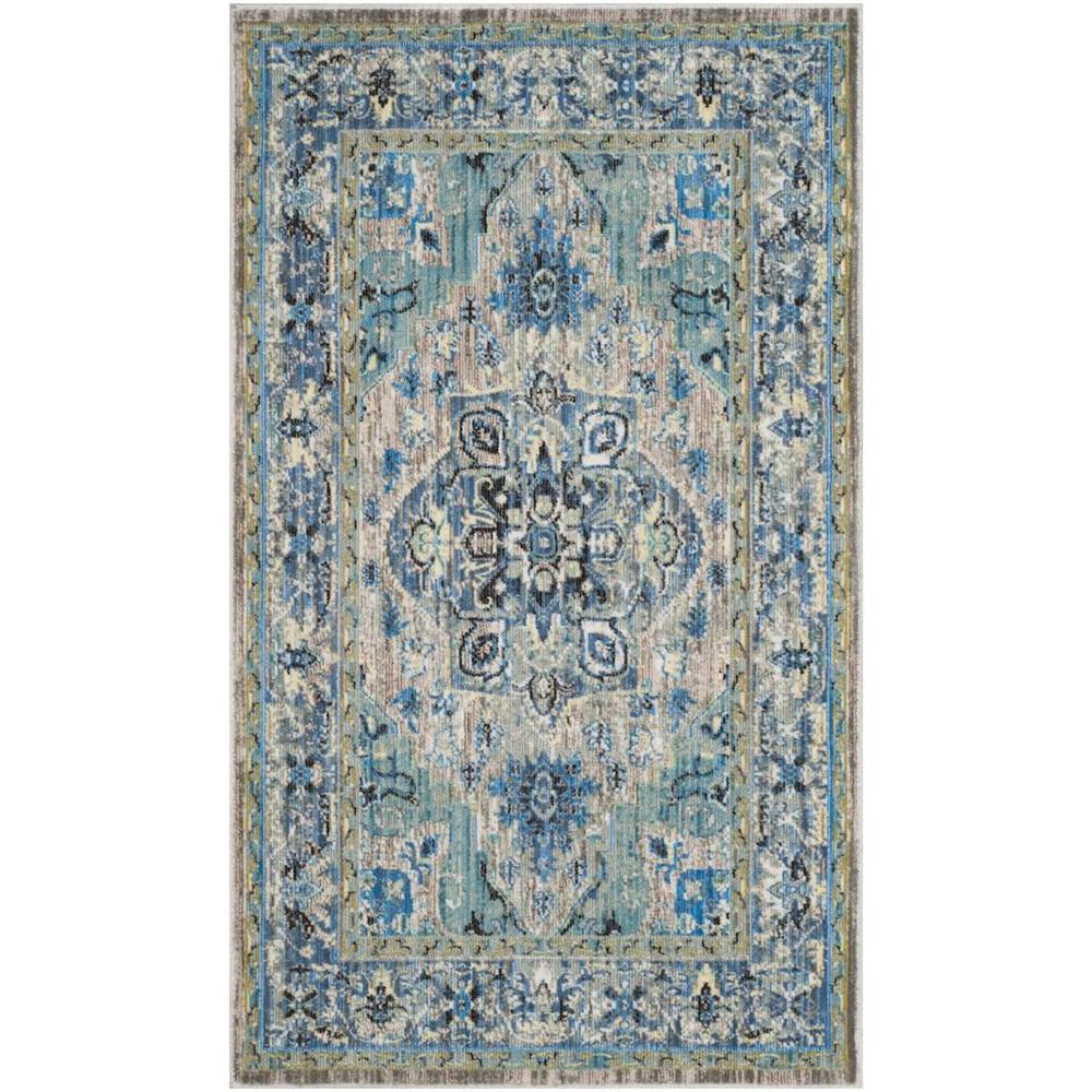 CLAREMONT, BLUE / LIGHT GREY, 3'-3" X 5'-3", Area Rug. Picture 1