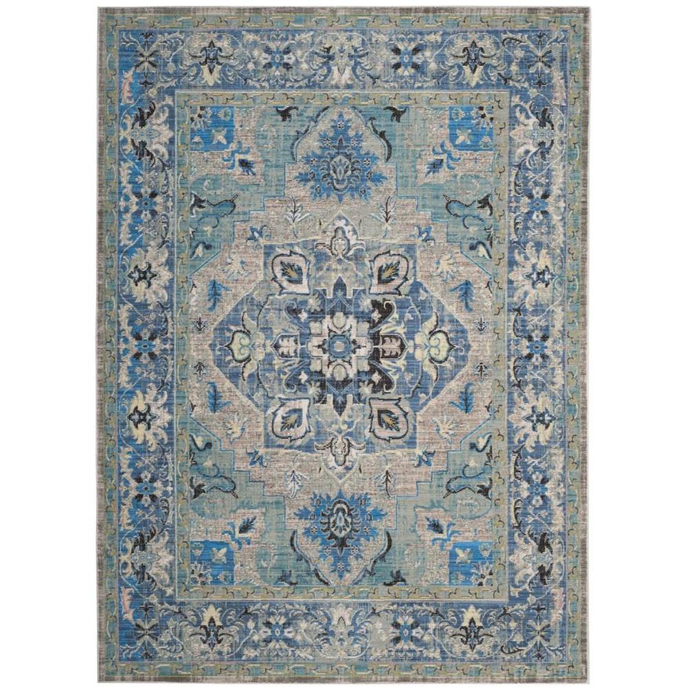 CLAREMONT, BLUE / LIGHT GREY, 5'-1" X 7'-9", Area Rug. Picture 1
