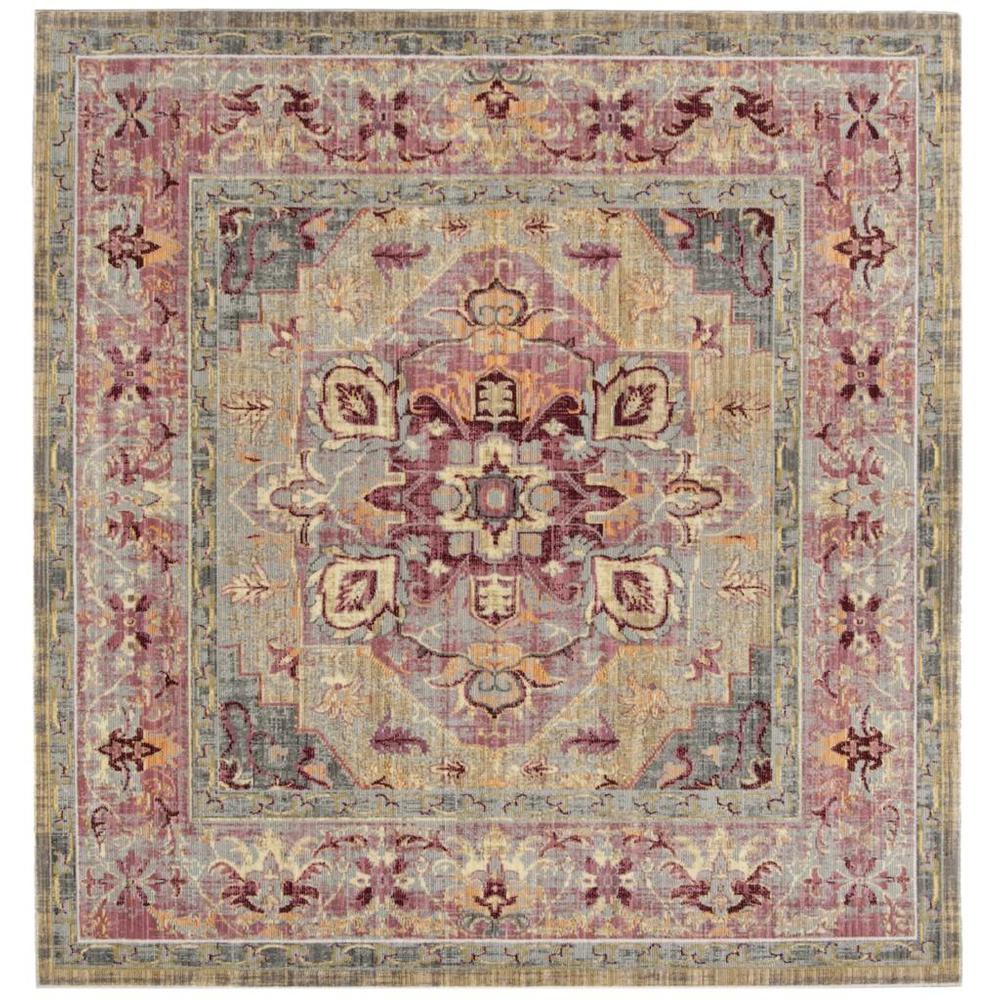 CLAREMONT, GRAPE / BLUE, 6'-7" X 6'-7" Square, Area Rug. The main picture.