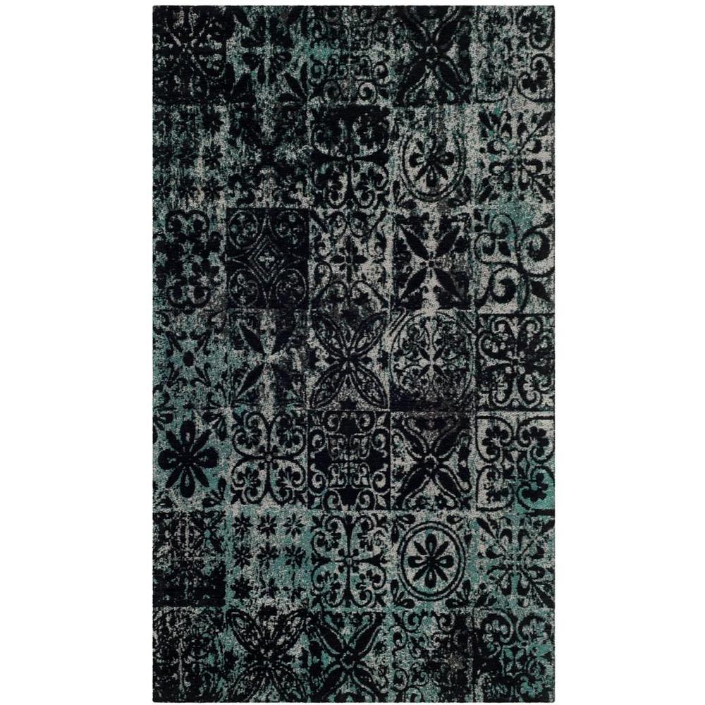 CLV-CLASSIC VINTAGE, TEAL / BLACK, 3' X 5', Area Rug. Picture 1