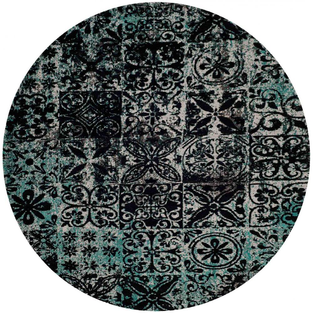 CLV-CLASSIC VINTAGE, TEAL / BLACK, 6' X 6' Round, Area Rug. The main picture.