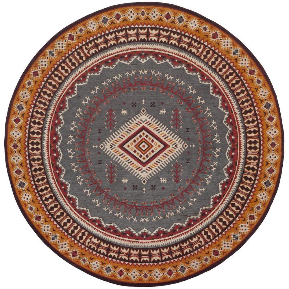 CLV-CLASSIC VINTAGE, SLATE / MUSTARD, 6' X 6' Round, Area Rug. Picture 1