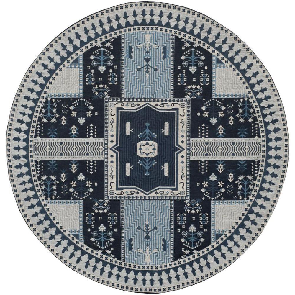 CLV-CLASSIC VINTAGE, NAVY / LIGHT BLUE, 6' X 6' Round, Area Rug, CLV512A-6R. Picture 1