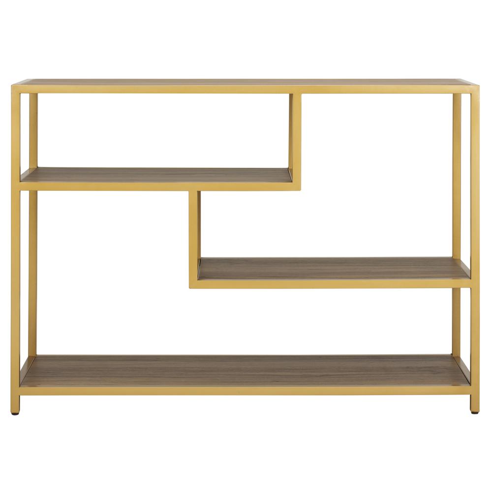 Reese Geometric Console Table, Walnut/Gold. Picture 1