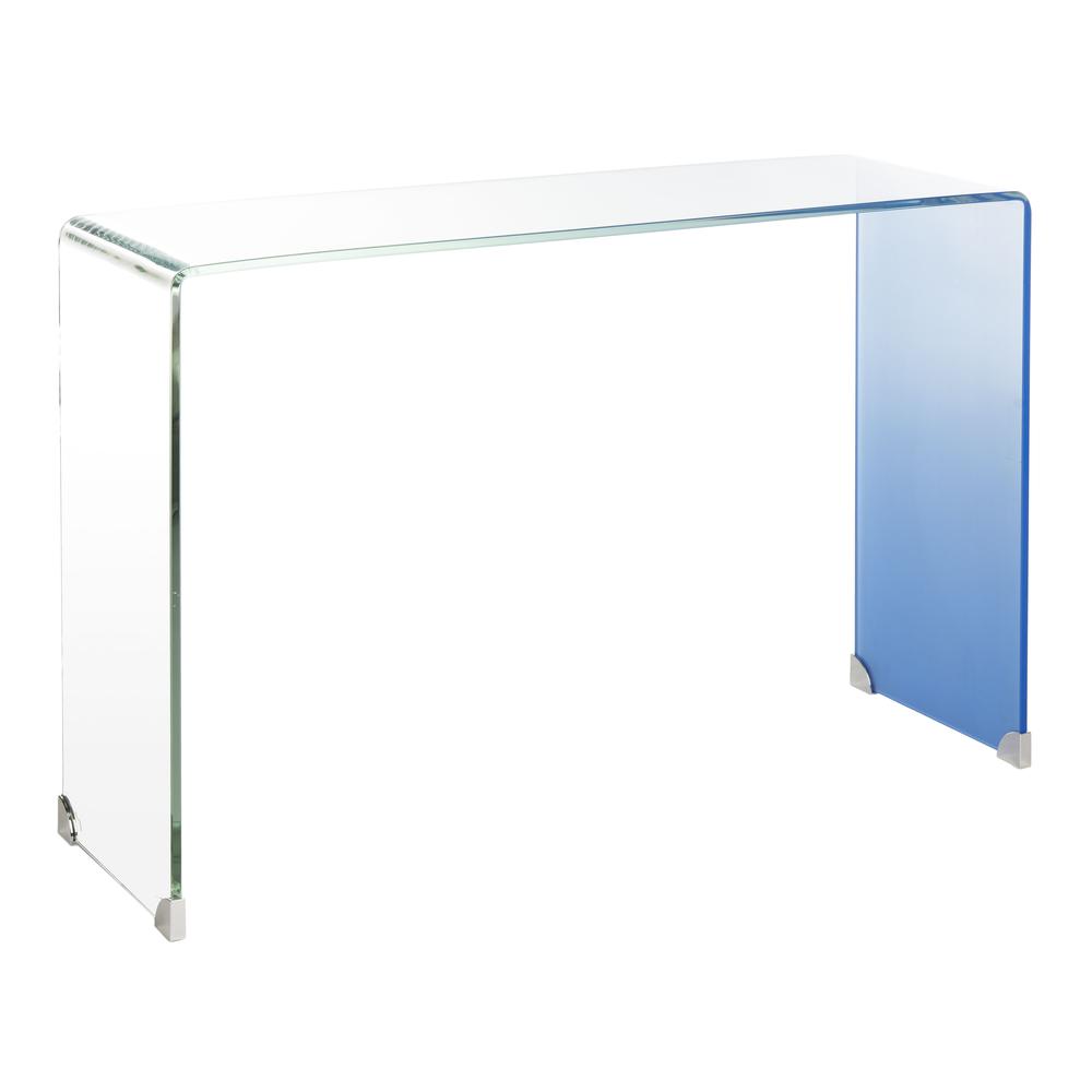 Crysta Ombre Glass Console Table, Clear/Blue. Picture 3
