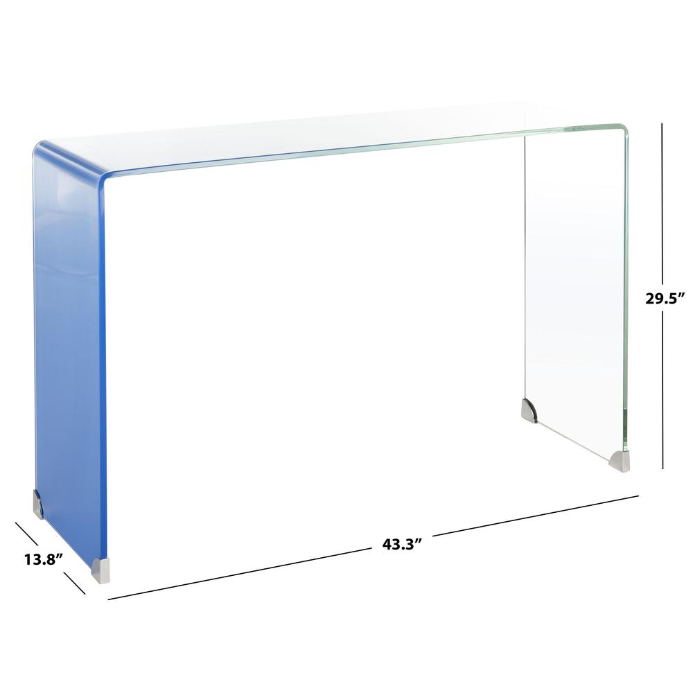 Crysta Ombre Glass Console Table, Clear/Blue. Picture 6