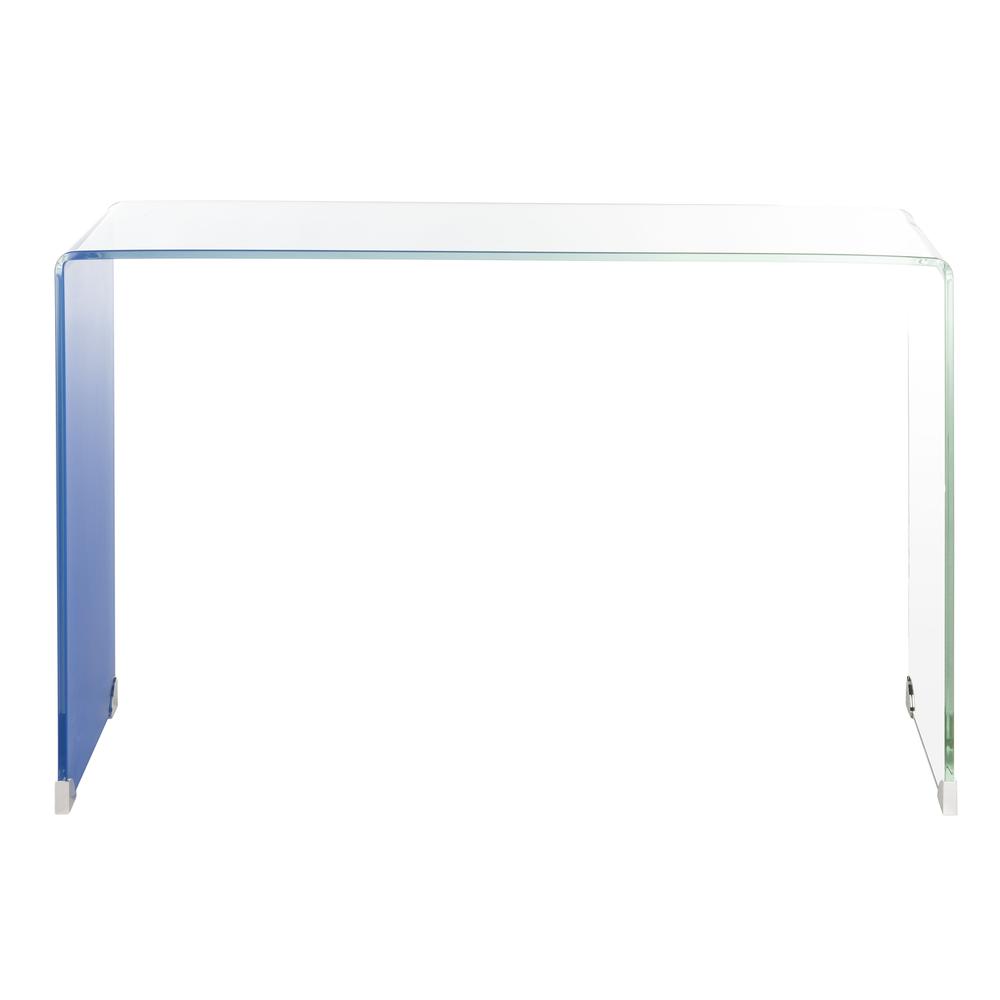 Crysta Ombre Glass Console Table, Clear/Blue. Picture 1