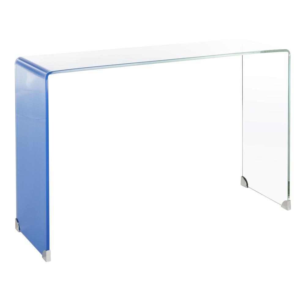 Crysta Ombre Glass Console Table, Clear/Blue. Picture 11