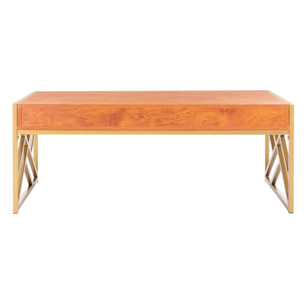 Elaine 2 Drawer Coffee Table, Natural/Gold. Picture 2