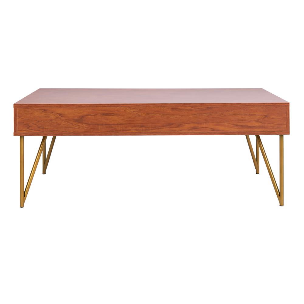 Pine Two Drawer Coffee Table, Natural/Gold. Picture 2