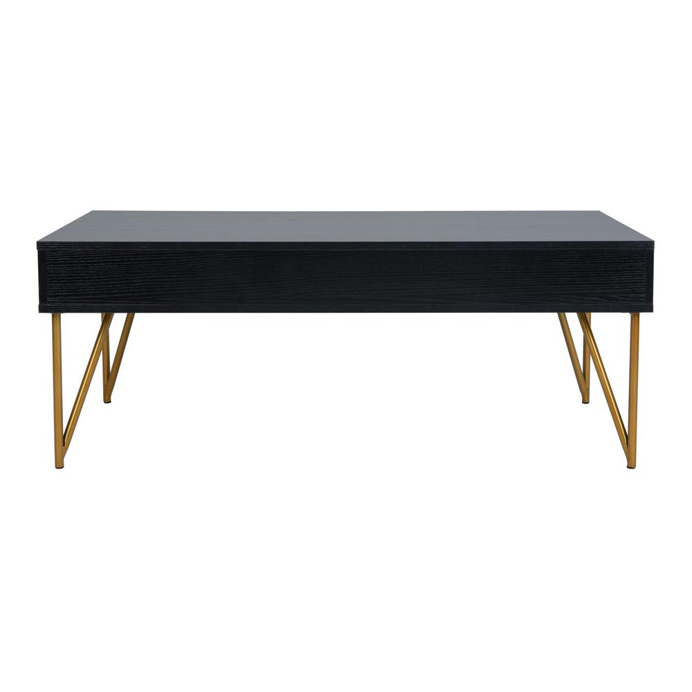 Pine Two Drawer Coffee Table, Black/Gold. Picture 2
