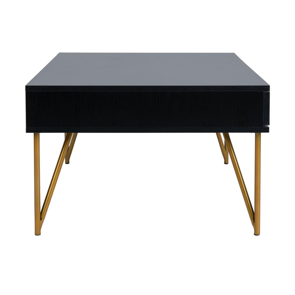 Pine Two Drawer Coffee Table, Black/Gold. Picture 10