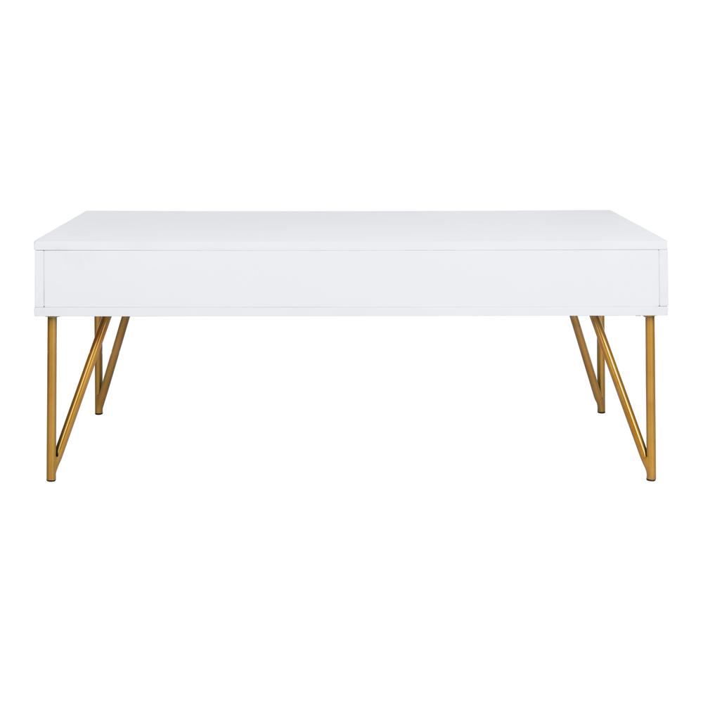 Pine Two Drawer Coffee Table, White/Gold. Picture 2