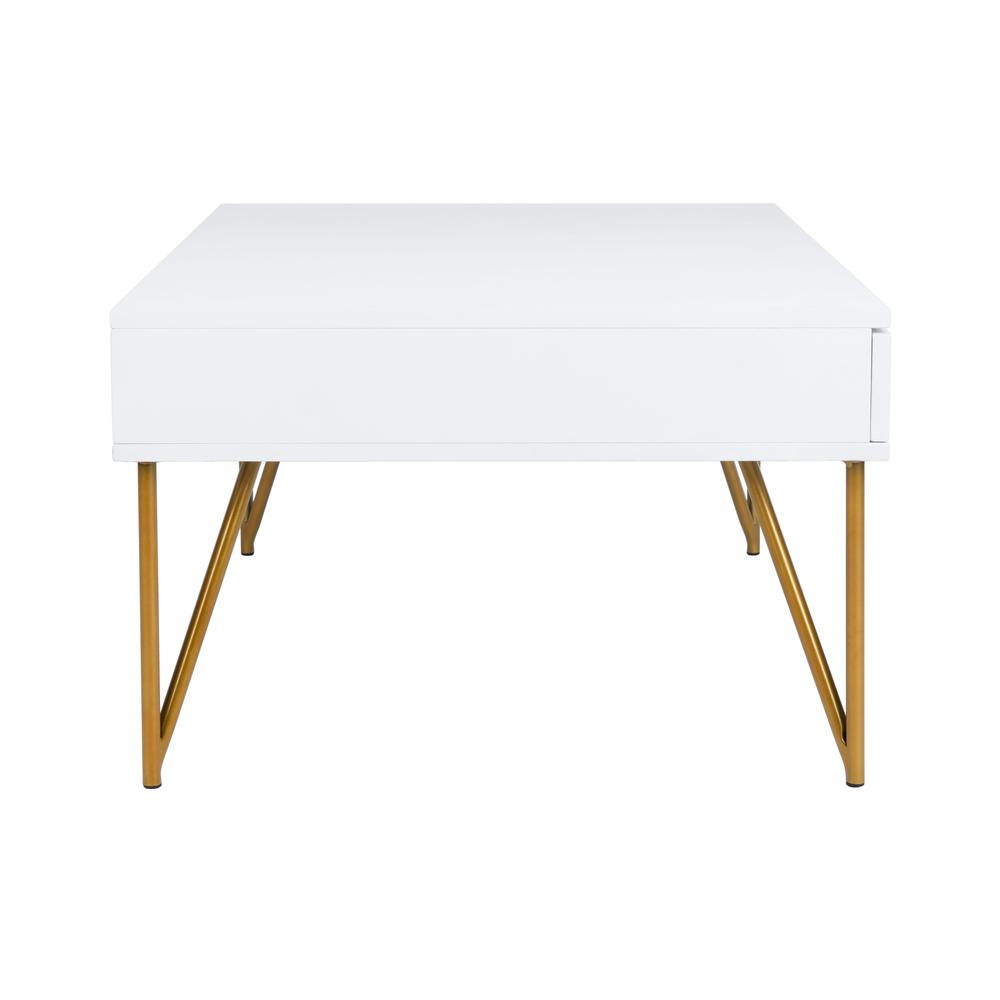 Pine Two Drawer Coffee Table, White/Gold. Picture 10