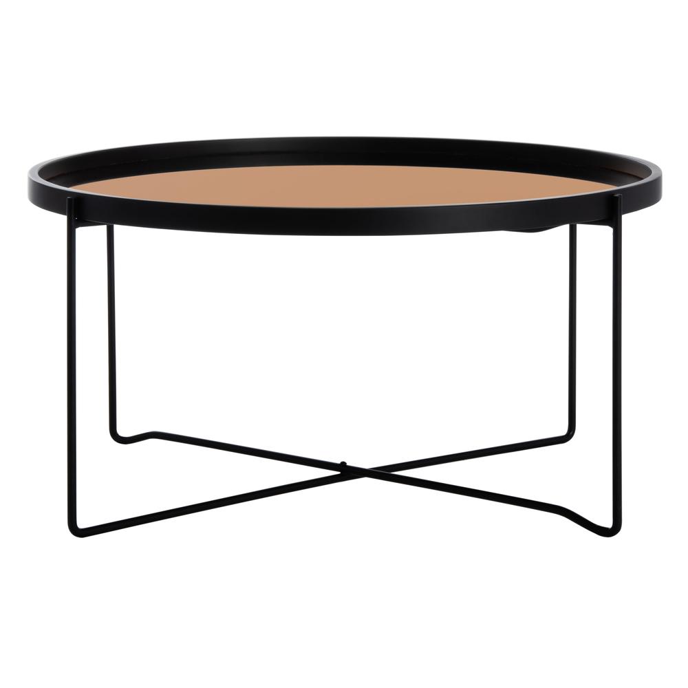 Ruby Round Tray Top Coffee Table, Black/Rose Gold. Picture 1