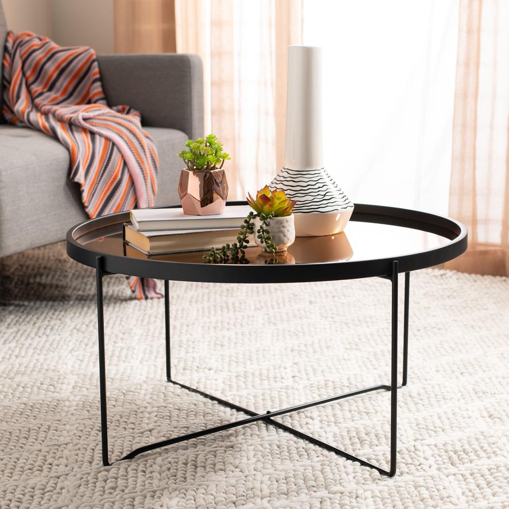 Ruby Round Tray Top Coffee Table, Black/Rose Gold. Picture 5