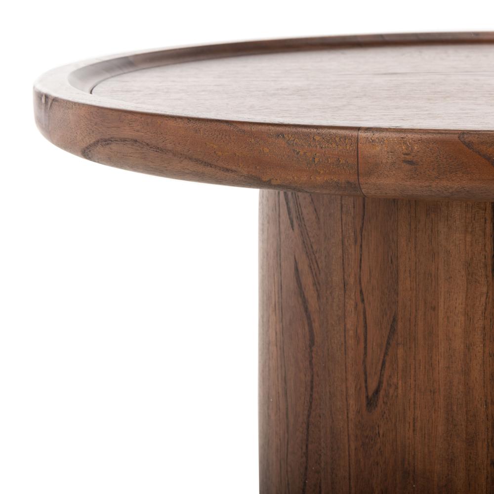 Devin Round Pedestal Coffee Table, Dark Brown. Picture 2