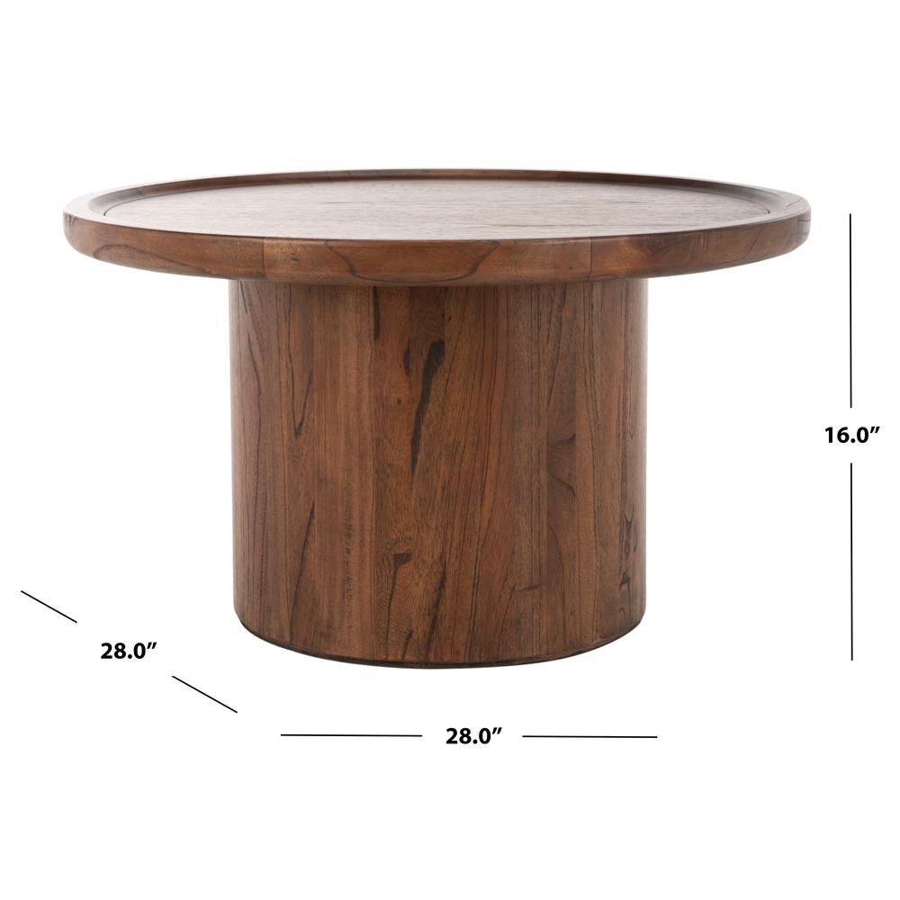 Devin Round Pedestal Coffee Table, Dark Brown. Picture 3