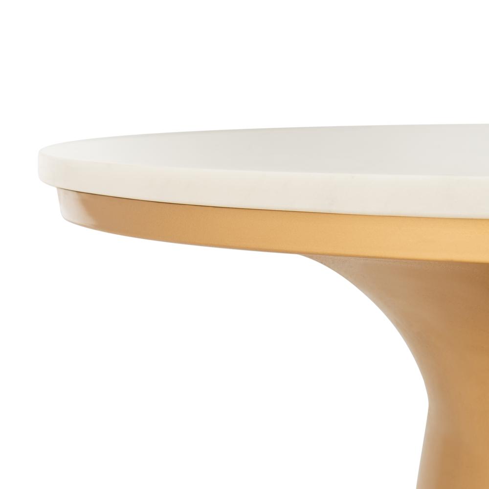 Mila Pedestal Coffee Table, White Marble/Brass. Picture 2