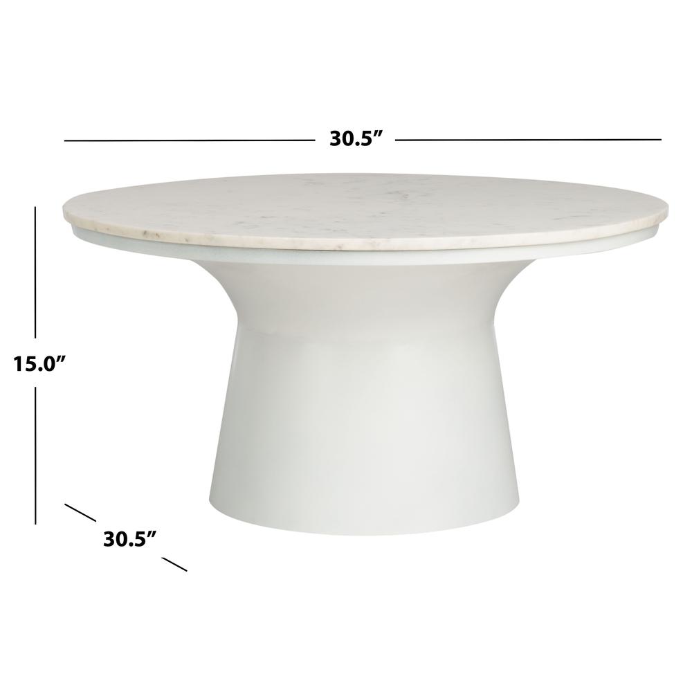 Mila Pedestal Coffee Table, White Marble/White. Picture 3