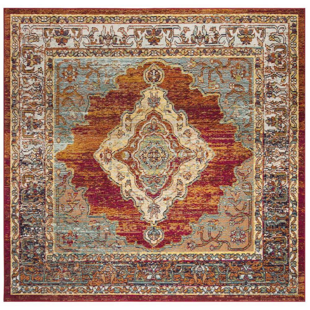 CRYSTAL, ORANGE / LIGHT BLUE, 7' X 7' Square, Area Rug, CRS500A-7SQ. Picture 1