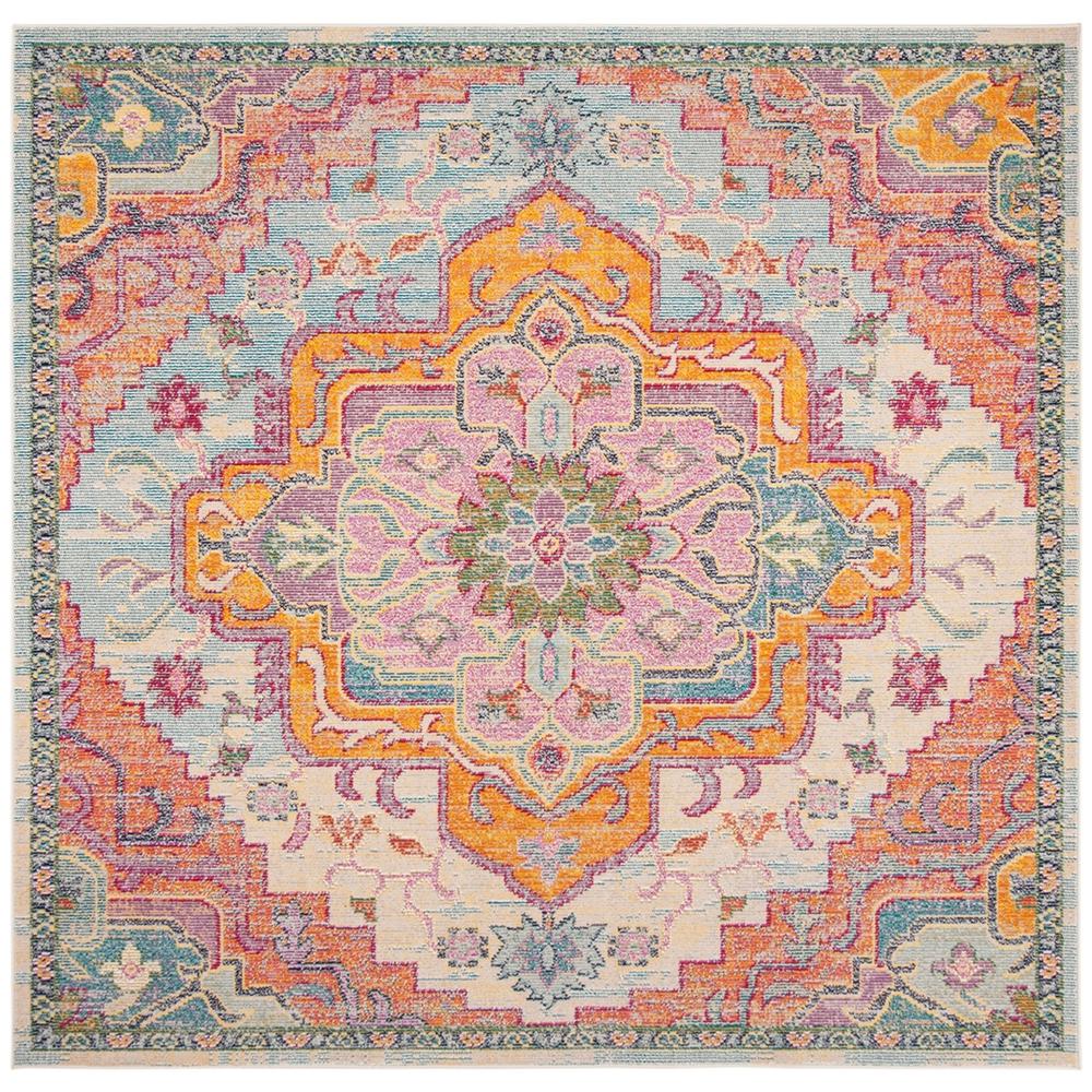 CRYSTAL, LIGHT BLUE / FUCHSIA, 7' X 7' Square, Area Rug, CRS501B-7SQ. Picture 1