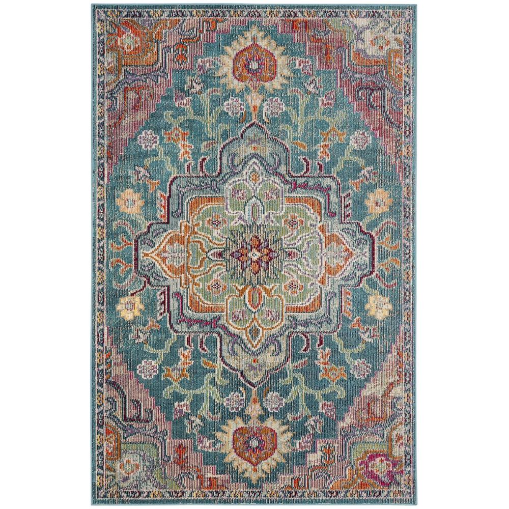CRYSTAL, TEAL / ROSE, 4' X 6', Area Rug. Picture 1