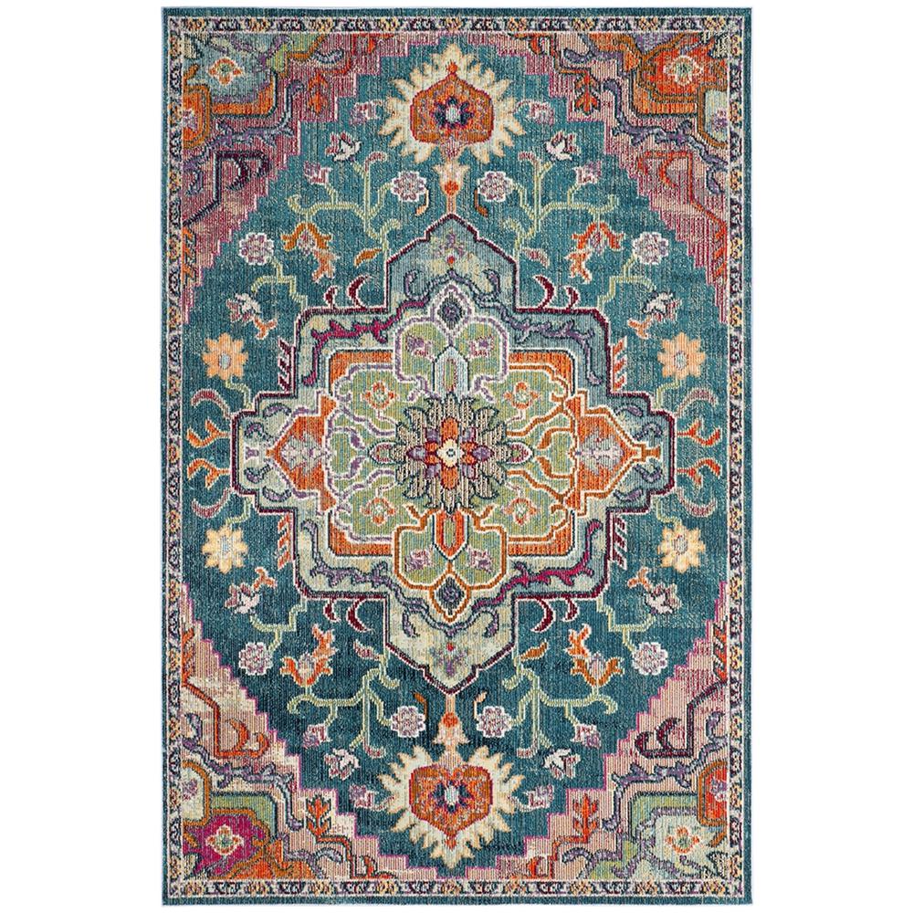 CRYSTAL, TEAL / ROSE, 5' X 8', Area Rug, CRS501T-5. Picture 1
