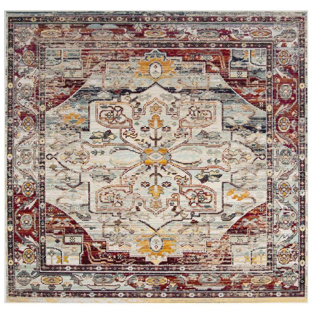 CRYSTAL, LIGHT BLUE / RED, 7' X 7' Square, Area Rug. Picture 1