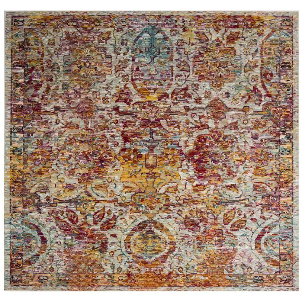 CRYSTAL, LIGHT BLUE / ORANGE, 7' X 7' Square, Area Rug, CRS505A-7SQ. Picture 1
