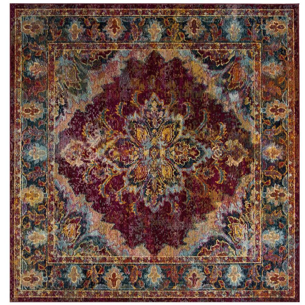 CRYSTAL, RUBY / NAVY, 7' X 7' Square, Area Rug. Picture 1
