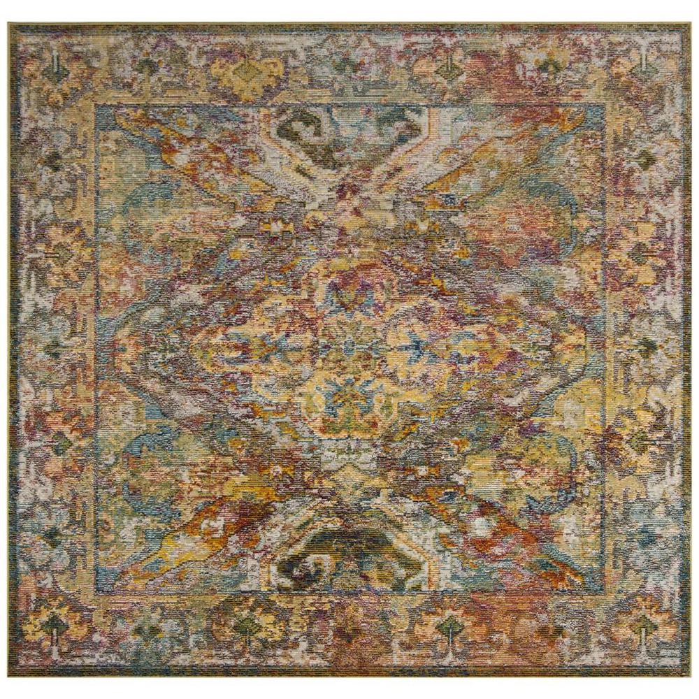 CRYSTAL, LIGHT BLUE / ORANGE, 7' X 7' Square, Area Rug, CRS516A-7SQ. Picture 1