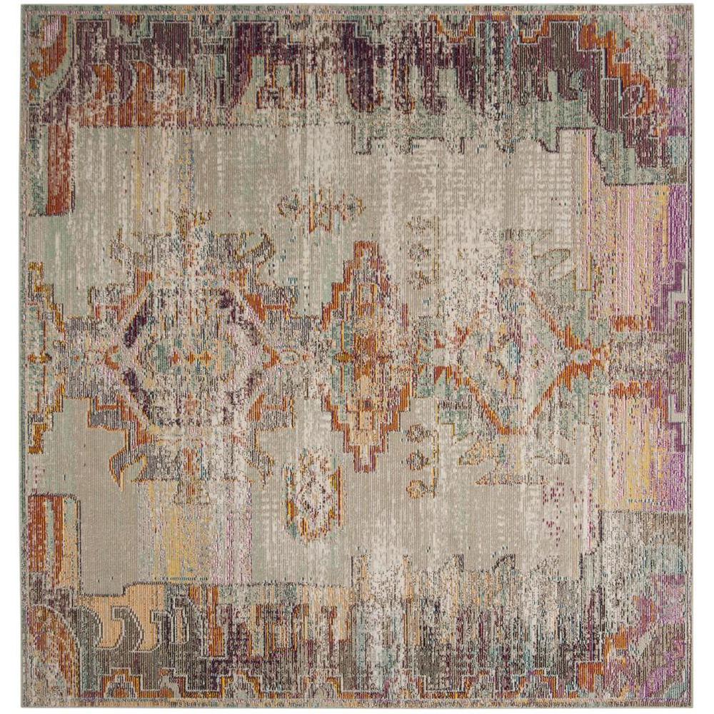 CRYSTAL, LIGHT GREY / PURPLE, 7' X 7' Square, Area Rug. Picture 1