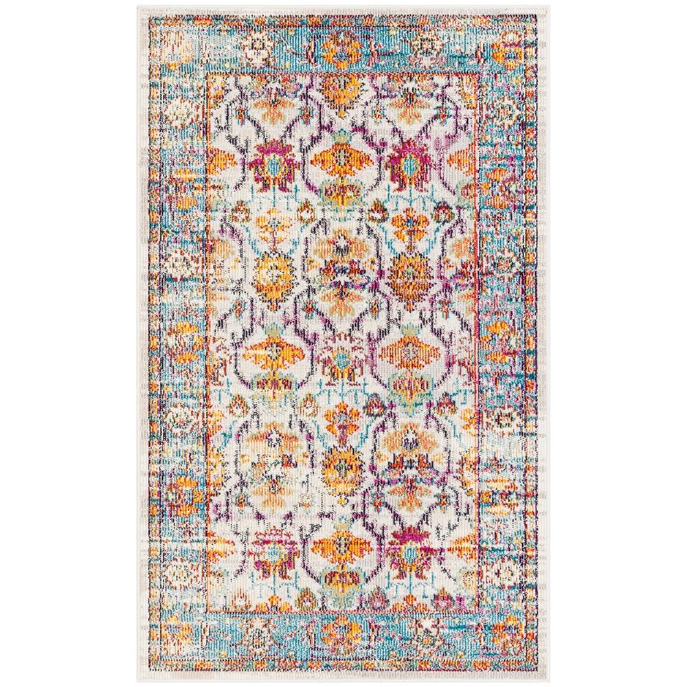 CRYSTAL, CREAM / TEAL, 3' X 5', Area Rug. Picture 1