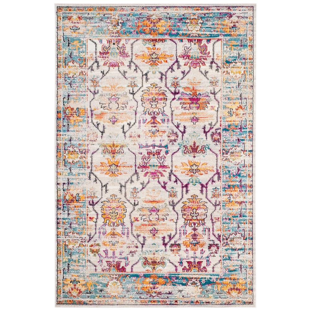 CRYSTAL, CREAM / TEAL, 5' X 8', Area Rug. Picture 1