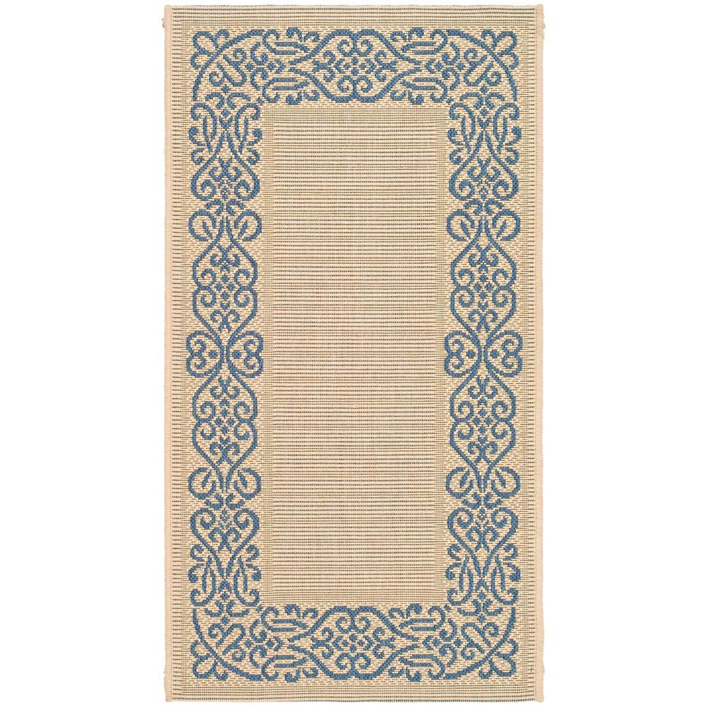 COURTYARD, NATURAL / BLUE, 2'-3" X 10', Area Rug, CY1588-3101-210. Picture 1