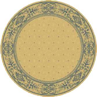 COURTYARD, NATURAL / BLUE, 5'-3" X 5'-3" Round, Area Rug, CY2326-3101-5R. Picture 1