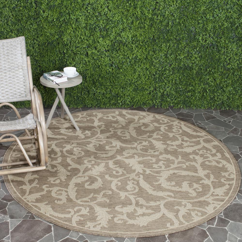 COURTYARD, BROWN / NATURAL, 6'-7" X 6'-7" Round, Area Rug, CY2653-3009-7R. Picture 1