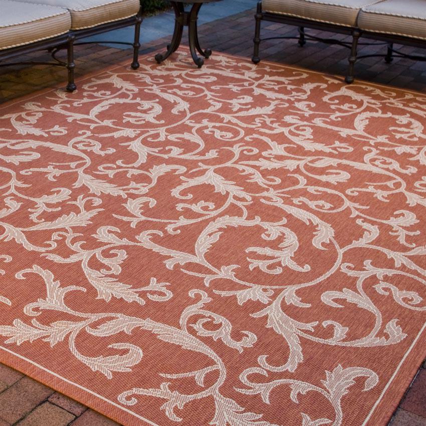 COURTYARD, TERRACOTTA / NATURAL, 8' X 11', Area Rug, CY2653-3202-8. Picture 4