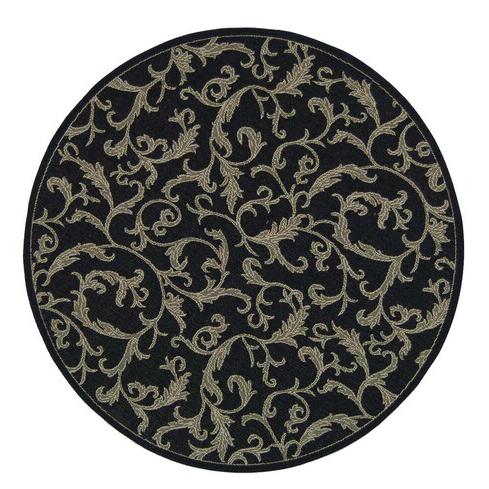 COURTYARD, BLACK / SAND, 5'-3" X 5'-3" Round, Area Rug, CY2653-3908-5R. Picture 2