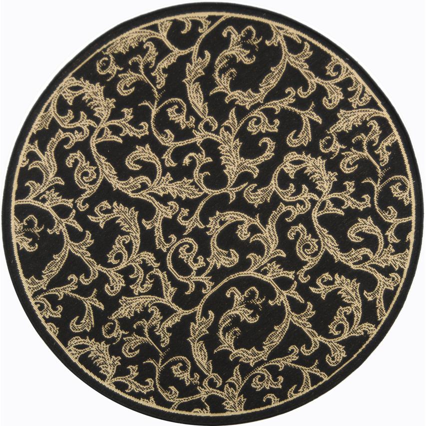 COURTYARD, BLACK / SAND, 5'-3" X 5'-3" Round, Area Rug, CY2653-3908-5R. Picture 3