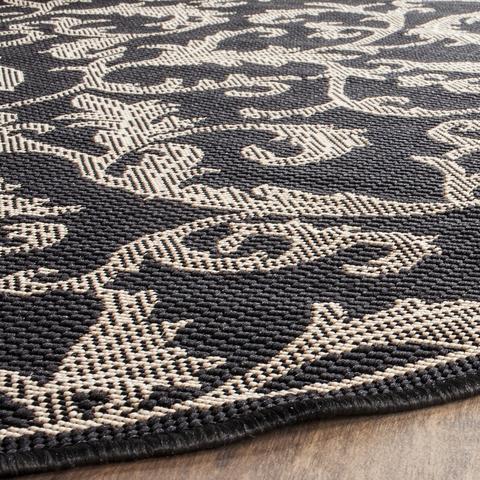 COURTYARD, BLACK / SAND, 5'-3" X 5'-3" Round, Area Rug, CY2653-3908-5R. Picture 4