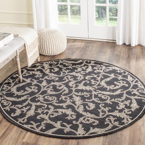 COURTYARD, BLACK / SAND, 5'-3" X 5'-3" Round, Area Rug, CY2653-3908-5R. Picture 1