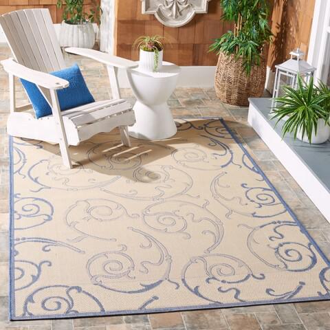 COURTYARD, NATURAL / BLUE, 7'-10" X 7'-10" Square, Area Rug, CY2665-3101-8SQ. Picture 1