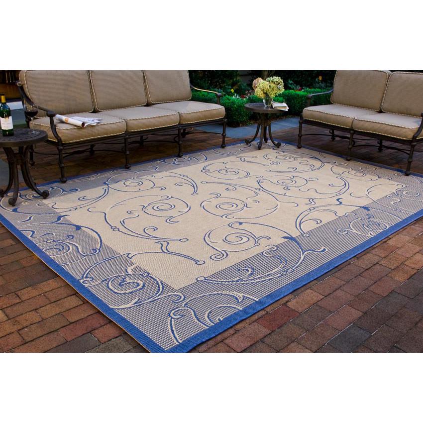 COURTYARD, NATURAL / BLUE, 8' X 11', Area Rug, CY2665-3101-8. Picture 2