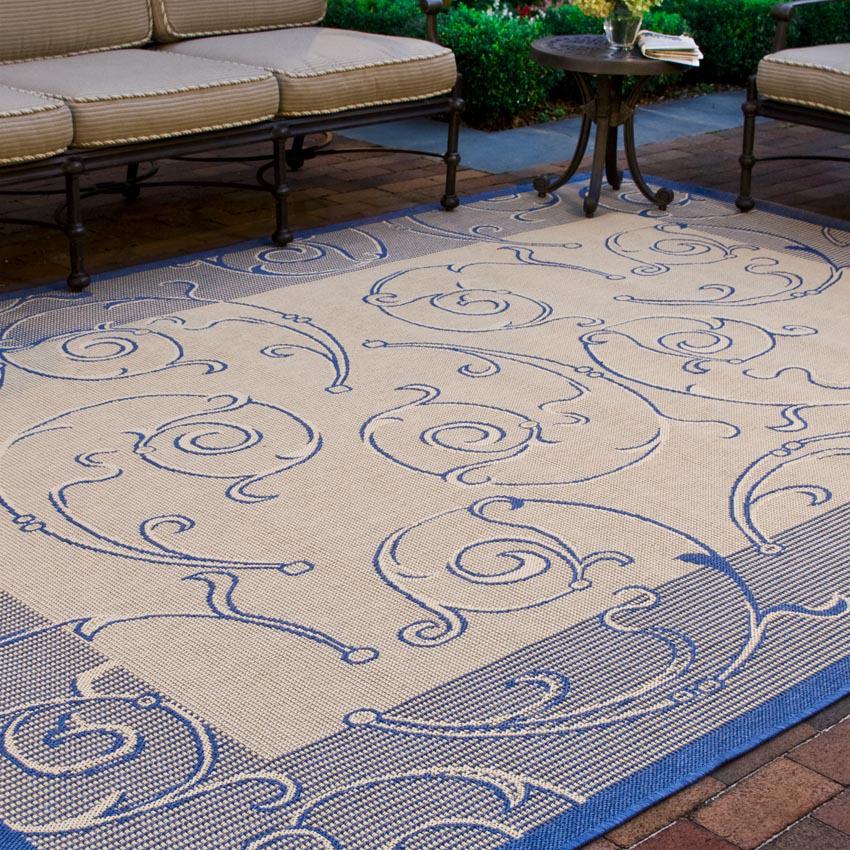 COURTYARD, NATURAL / BLUE, 8' X 11', Area Rug, CY2665-3101-8. Picture 3