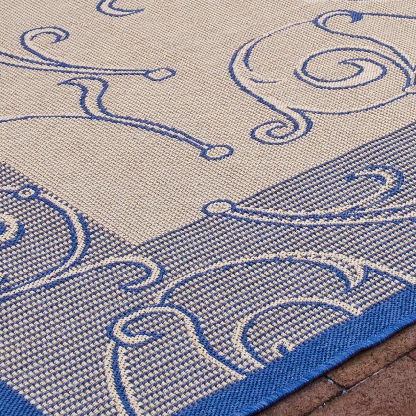 COURTYARD, NATURAL / BLUE, 8' X 11', Area Rug, CY2665-3101-8. Picture 1