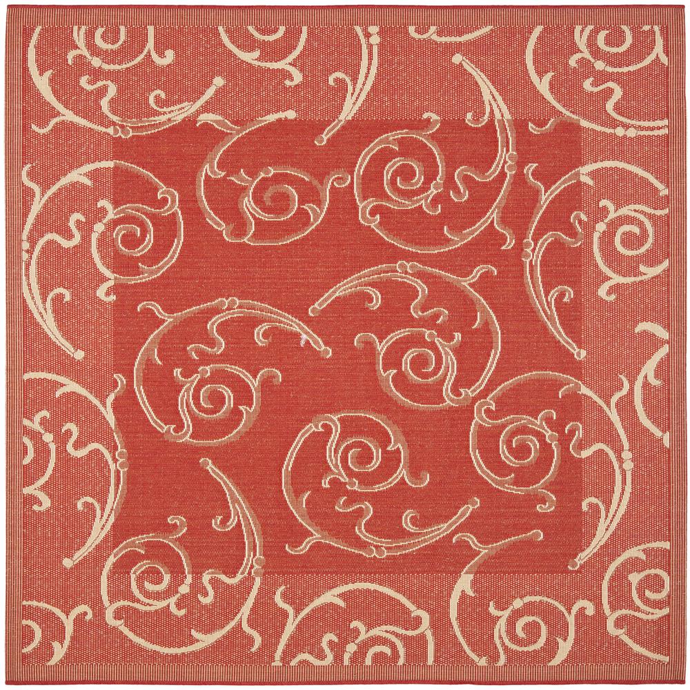 COURTYARD, RED / NATURAL, 6'-7" X 6'-7" Square, Area Rug, CY2665-3707-7SQ. Picture 1