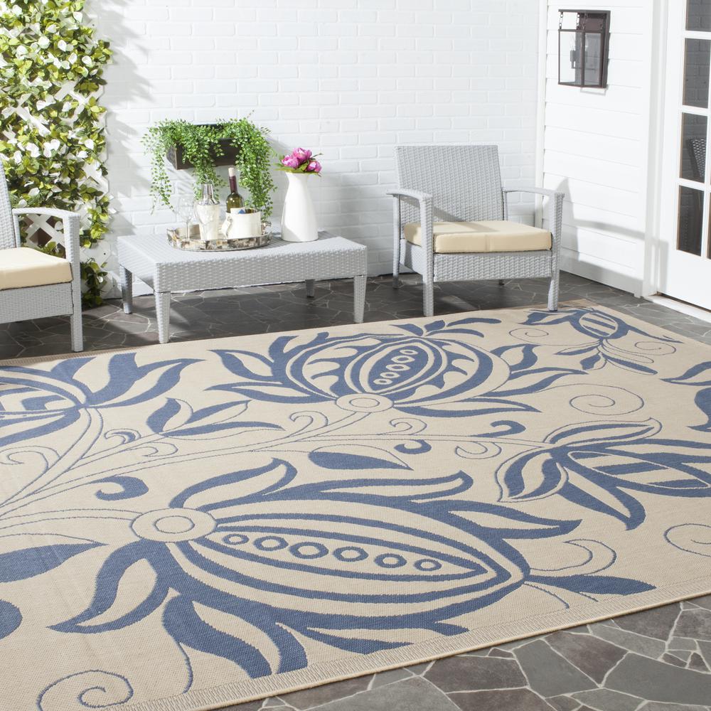 COURTYARD, NATURAL / BLUE, 8' X 11', Area Rug, CY2961-3101-8. Picture 4