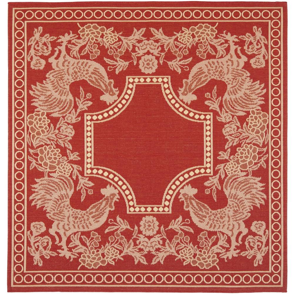 COURTYARD, RED / NATURAL, 6'-7" X 6'-7" Square, Area Rug, CY3305-3707-7SQ. The main picture.